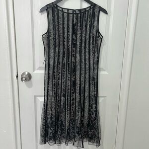Sandra Darren Women’s Black Slip Sun dress Velvet lined print dress size 10